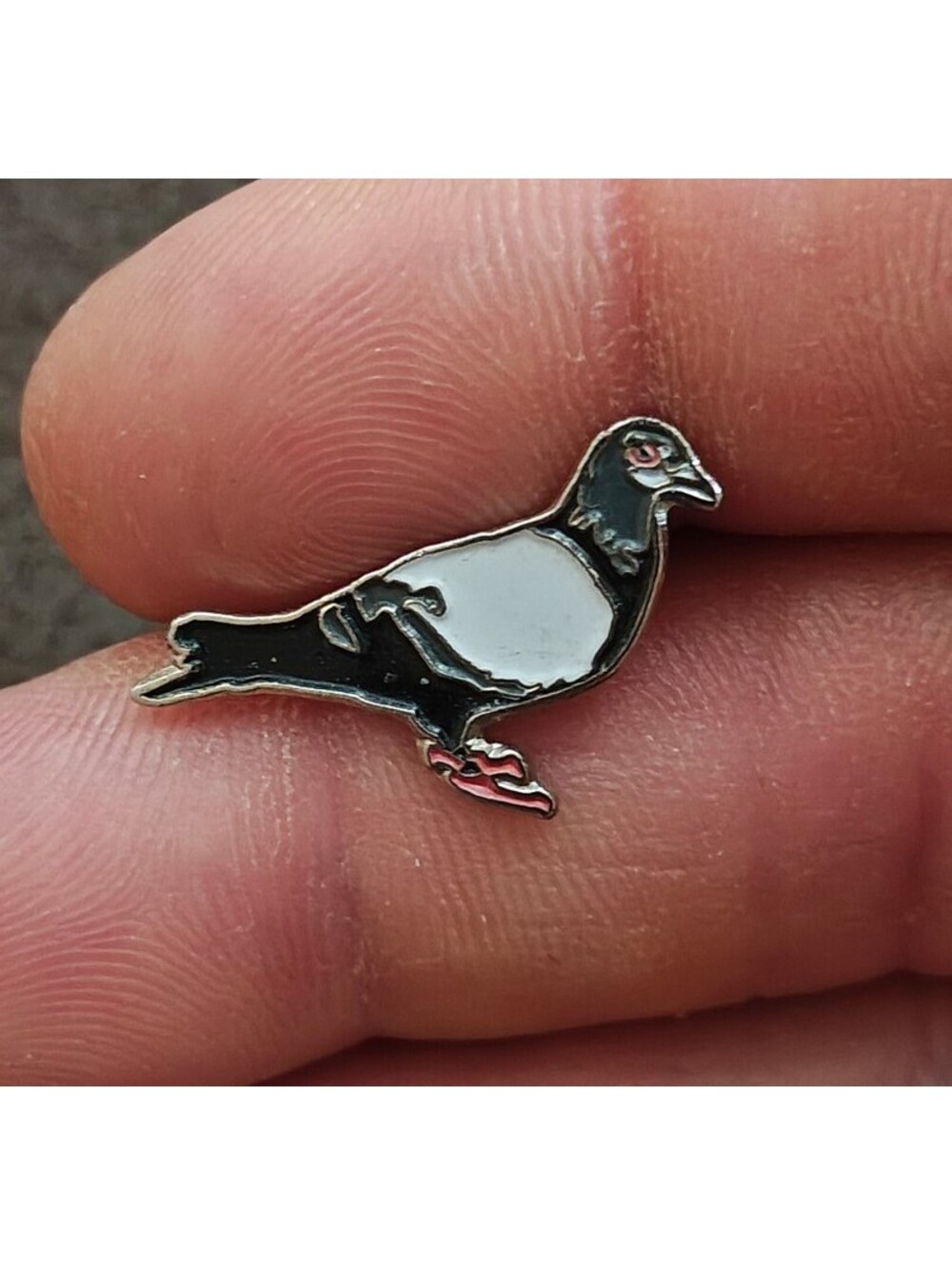 Miniature Pigeon Silver Tone Enamel Pin